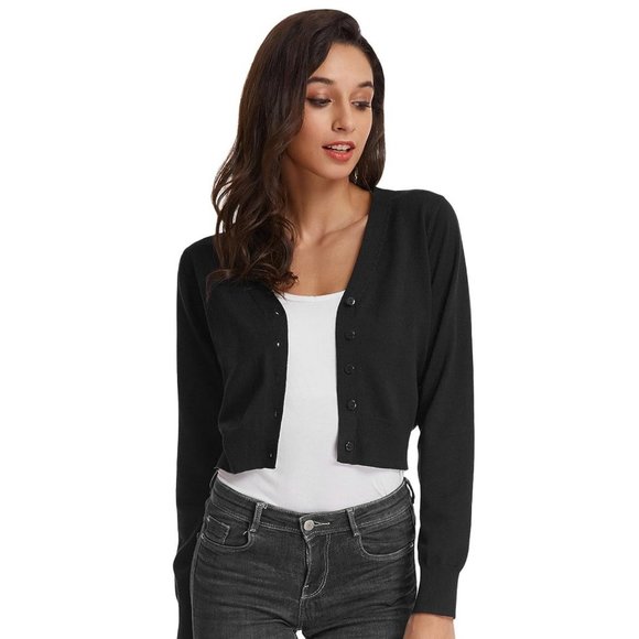 GRACE KARIN Button Up Crop Knit Cardigan L(M) *NWT* - Picture 2 of 4